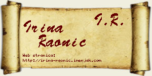 Irina Raonić vizit kartica